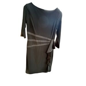 American Living Black 3/4 Sleeve Ruffle Sheath Dress Size 10